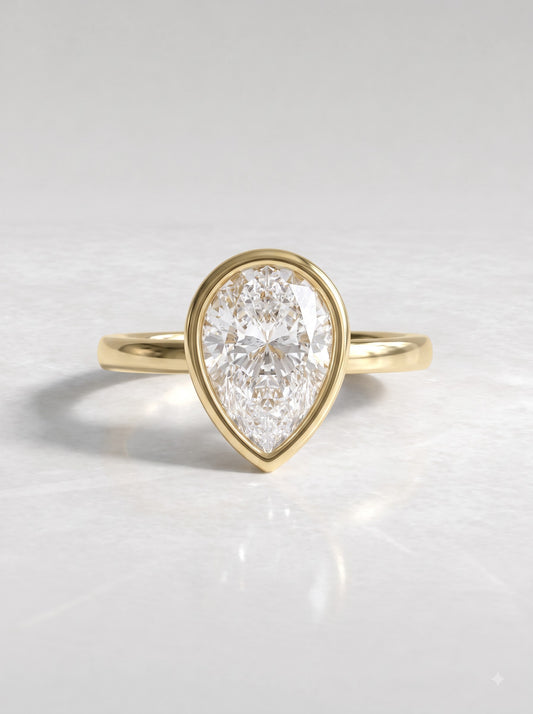 2.00 CT Pear Cut Hidden Halo Lab Grown Diamond Ring