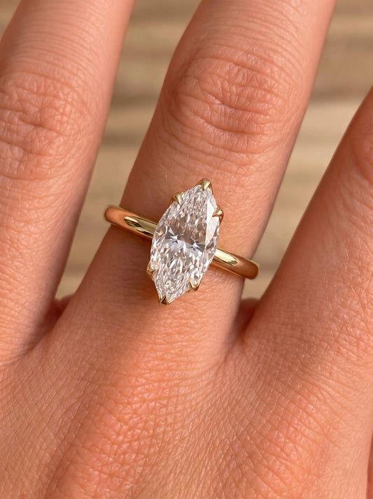 2.5 CT Marquise Cut Lab Grown Diamond Solitaire Engagement Ring