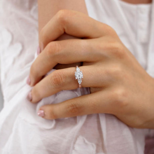 1 CT Round Three Stone Lab Grown Diamond Engagement Ring