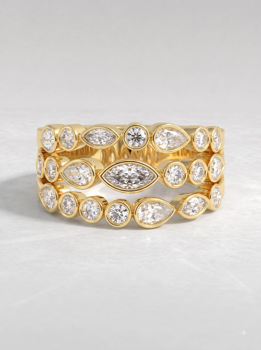 Bezel-Set Multi-Shape Lab Grown Diamond Band Ring