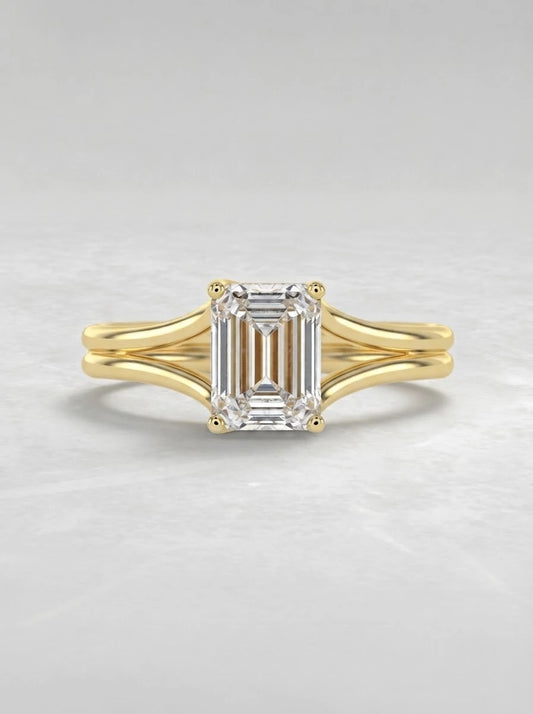 Emerald Cut Lab Grown Diamond Solitaire Engagement Ring