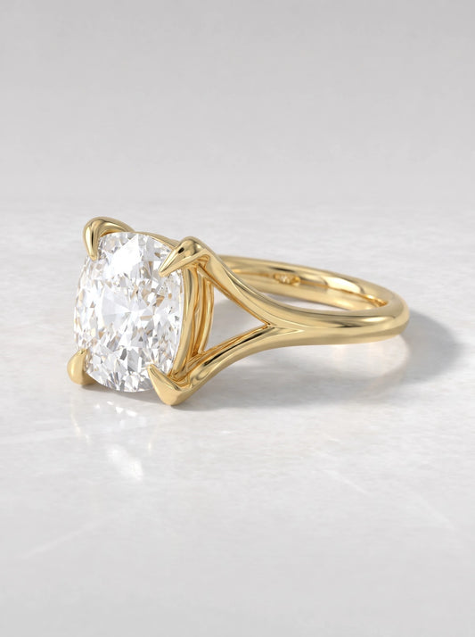 Enduring Solitaire Cushion Cut Lab-Grown Diamond Bridal Ring - View 2