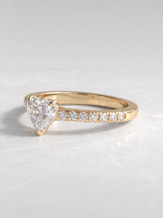 1 CT Heart Cut Lab Grown Diamond Accent Engagement Ring - View 2