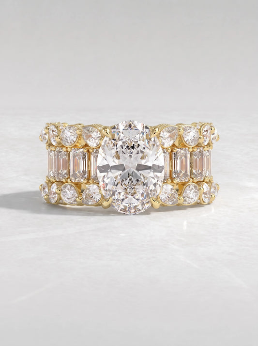 Heirloom Solitare With Accent Oval Cut Lab-Grown Diamond Engagement Ring