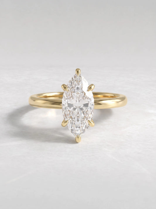 Marquise Cut Lab-Grown Diamond Refined Solitaire Shimmering Band Heirloom Ring