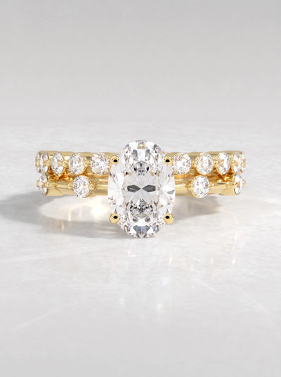 Oval Cut Lab-Grown Diamond Classic Solitaire with Accent Heirloom Ring