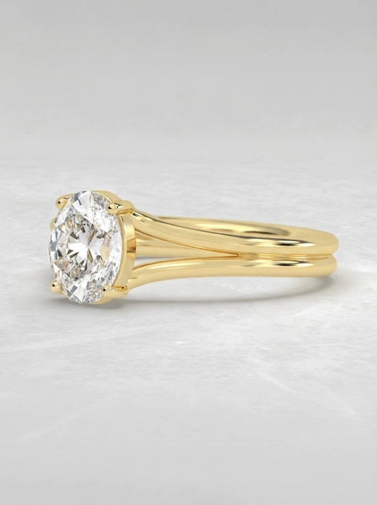 Oval Cut Lab Grown Diamond Solitaire Engagement Ring - View 2