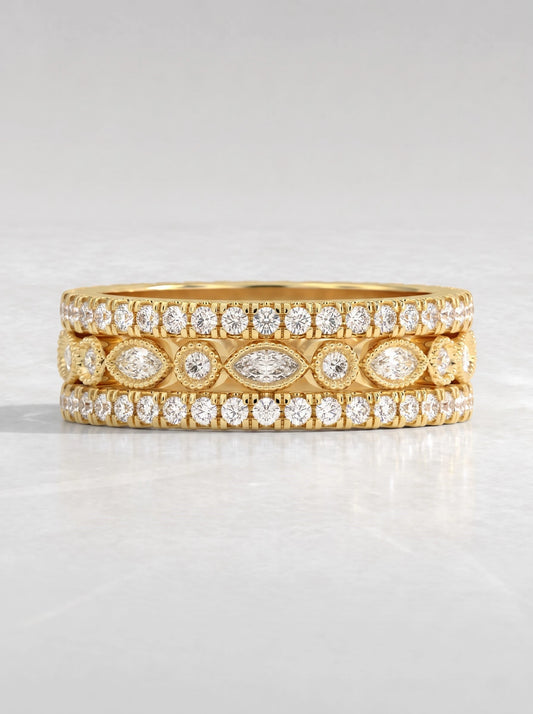 The Aveline Lab-Grown Diamond Stackable Band Hidden Halo Wedding Band - View 2