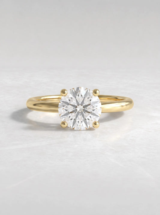 The Camille Round Cut Lab-Grown Diamond Solitaire, Hidden Halo Heirloom Ring