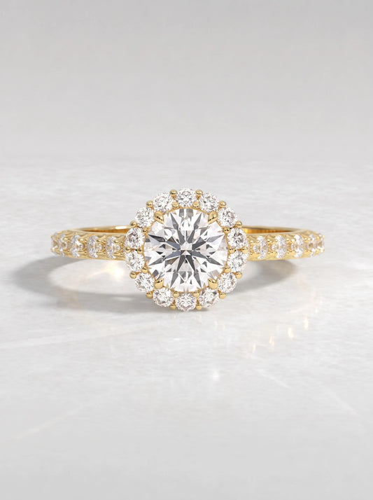 The Camille Round Cut Lab-Grown Diamond Solitare With Accent Heirloom Solitaire Ring