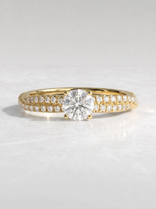 Timeless Solitare With Accent, Twisted Shank Lab-Grown Diamond Engagement Ring