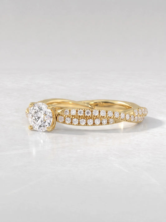 Timeless Solitare With Accent, Twisted Shank Lab-Grown Diamond Engagement Ring - View 2