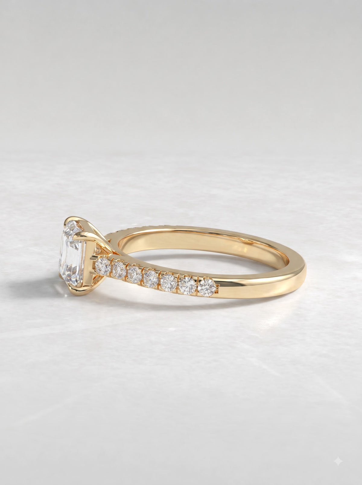 1 CT Asscher Cut Lab Grown Diamond Accent Engagement Ring - View 3