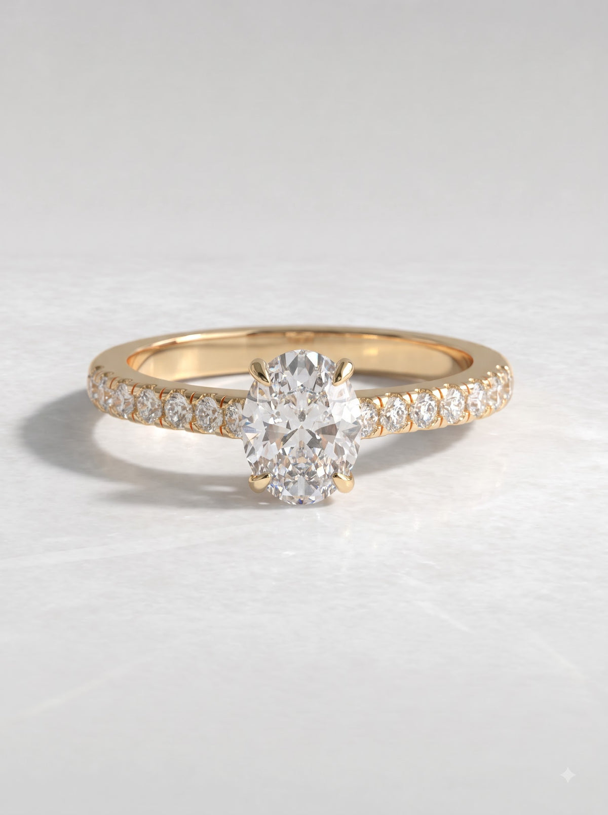 1 CT Oval Cut Lab Grown Diamond Accent Engagement Ring