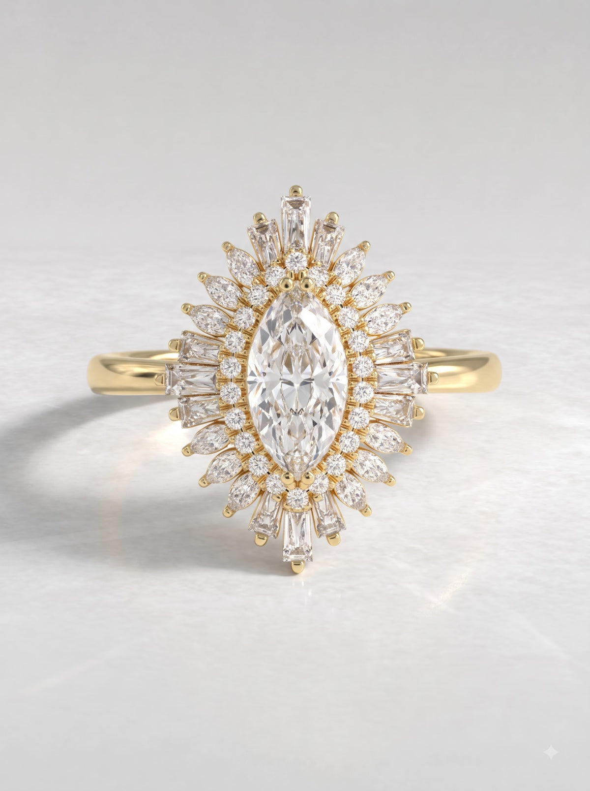 1.00 CT Marquise Sunburst Lab Grown Diamond Ring