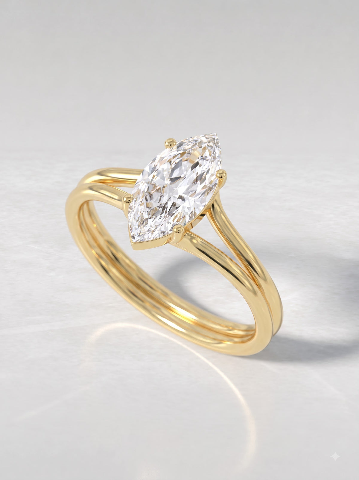 1.5 CT Marquise Cut Lab Grown Diamond Solitaire Split shank Engagement Ring - View 6