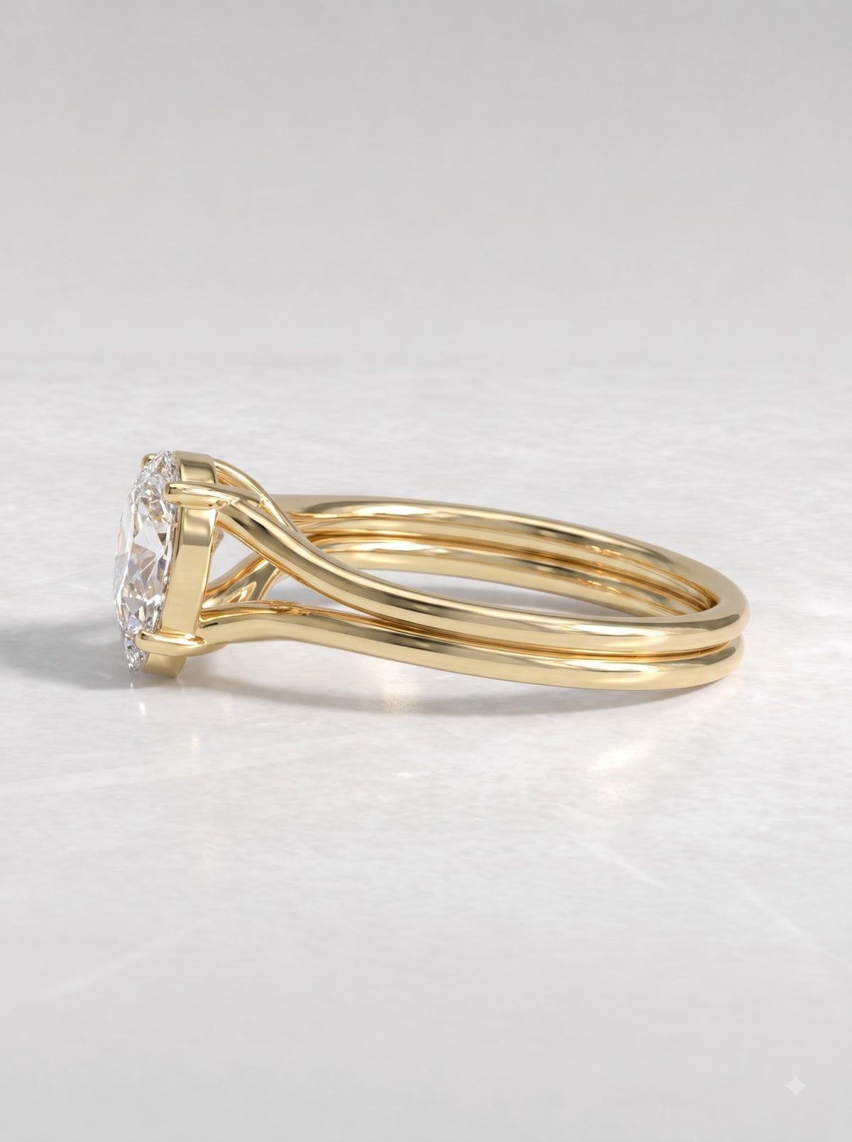 1.5 CT Pear Cut Lab Grown Diamond Solitaire Split shank Engagement Ring - View 3