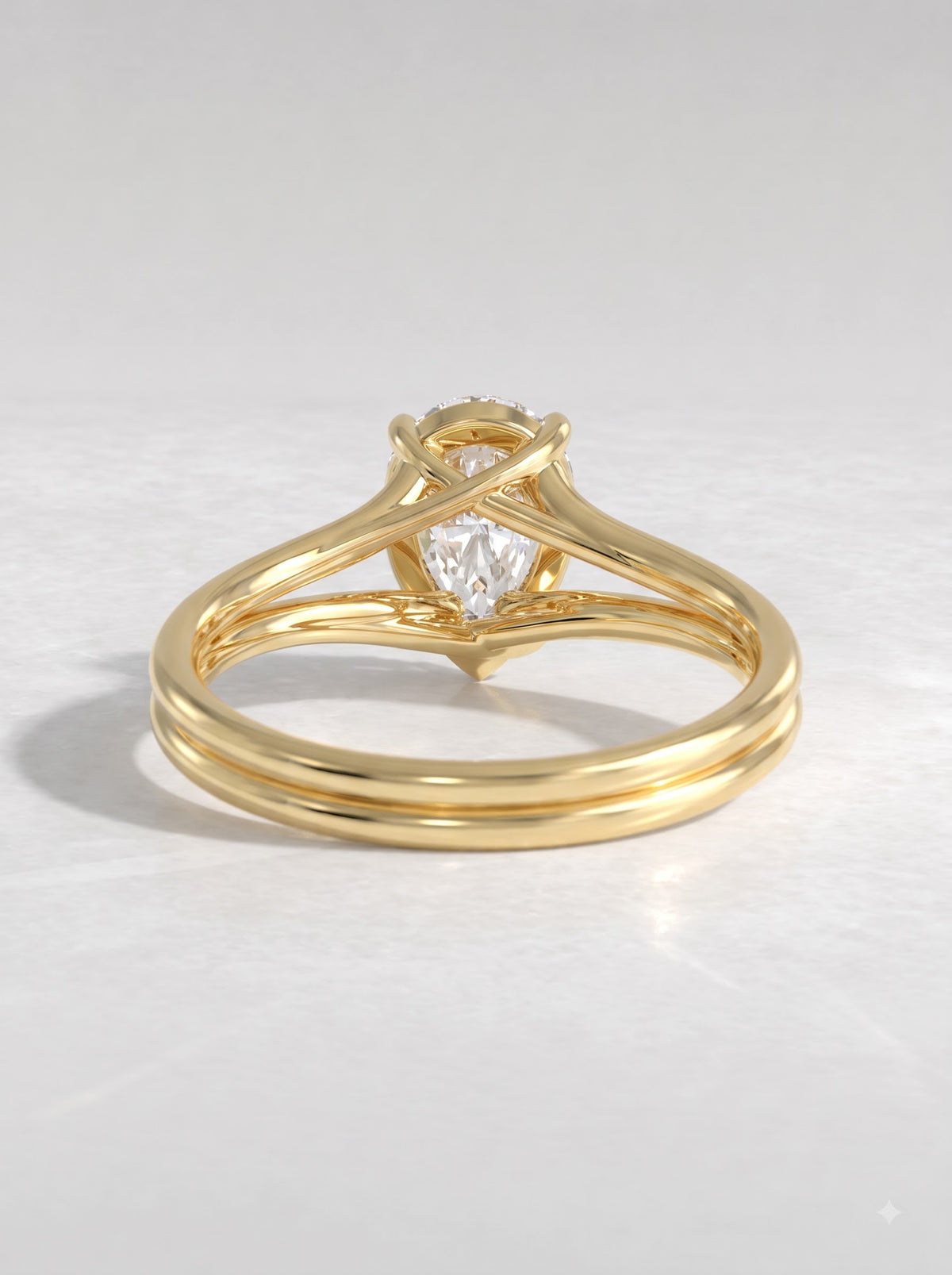 1.5 CT Pear Cut Lab Grown Diamond Solitaire Split shank Engagement Ring - View 4