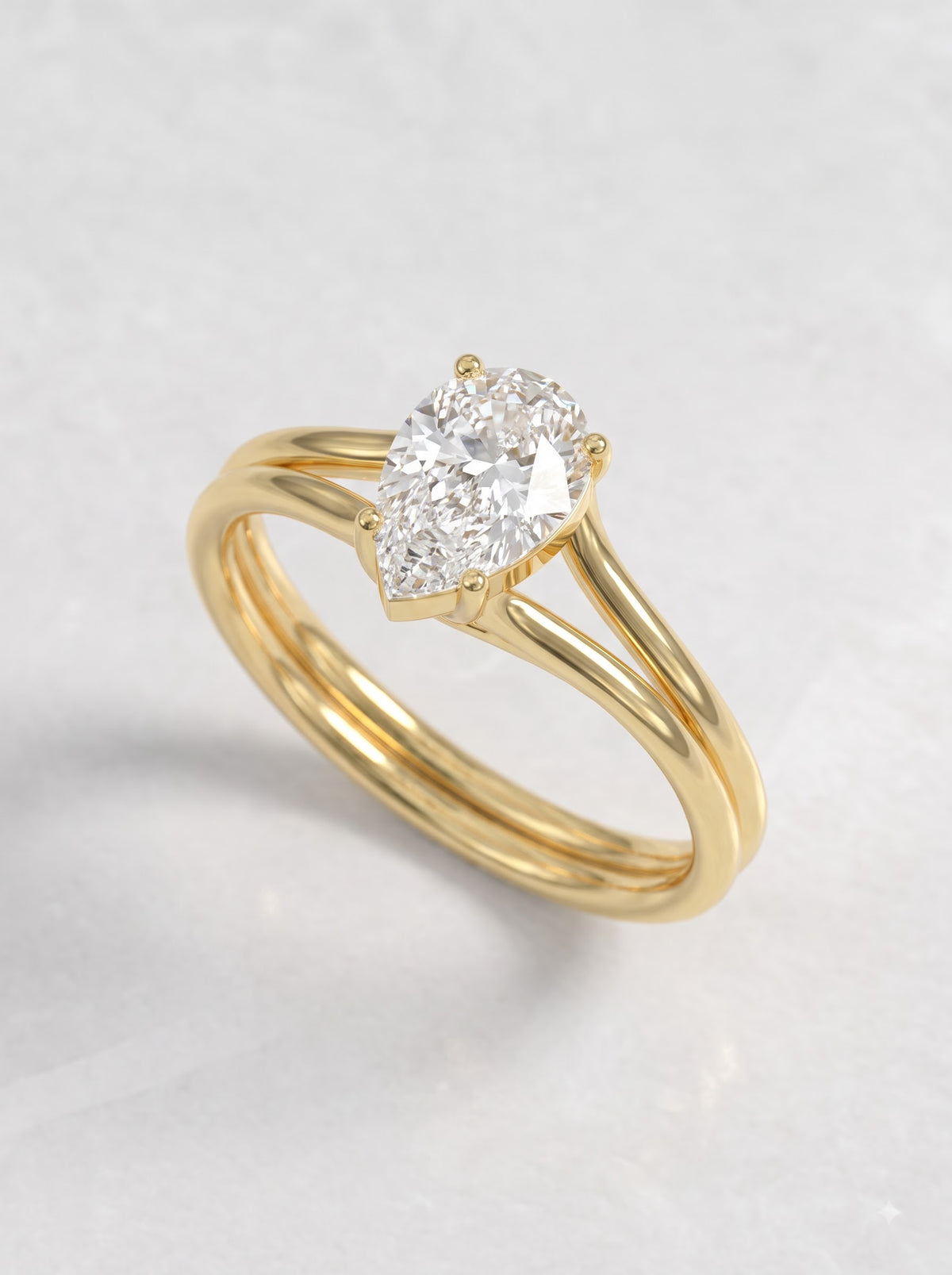 1.5 CT Pear Cut Lab Grown Diamond Solitaire Split shank Engagement Ring - View 6