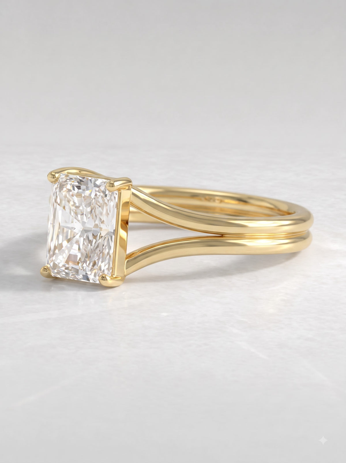 1.5 CT Radiant Cut Lab Grown Diamond Solitaire Split shank Engagement Ring - View 2
