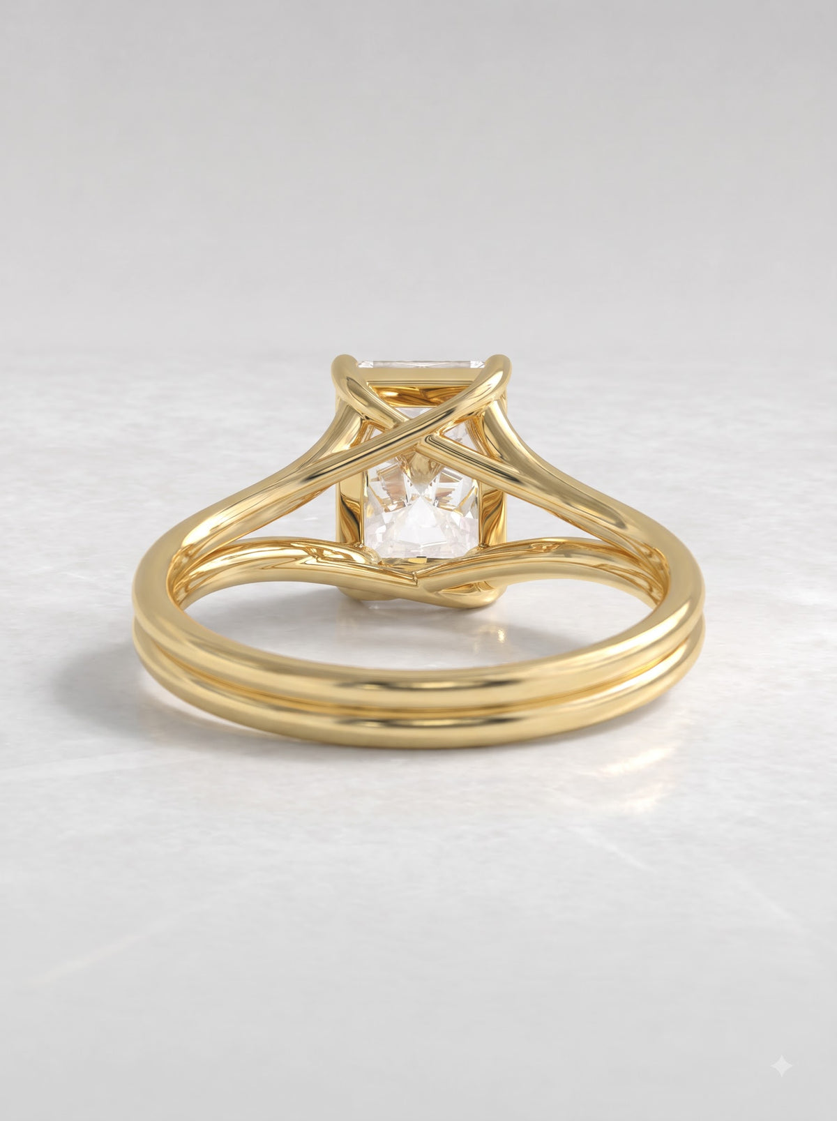 1.5 CT Radiant Cut Lab Grown Diamond Solitaire Split shank Engagement Ring - View 4