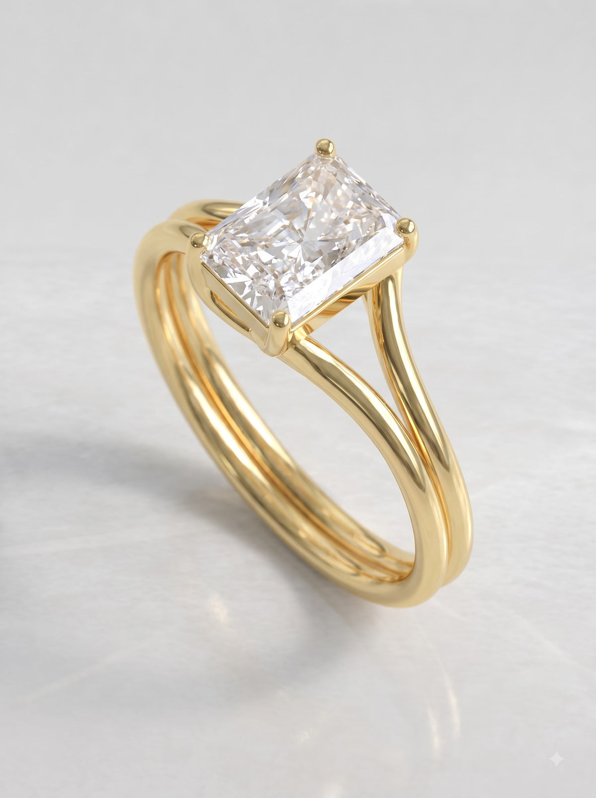 1.5 CT Radiant Cut Lab Grown Diamond Solitaire Split shank Engagement Ring - View 6