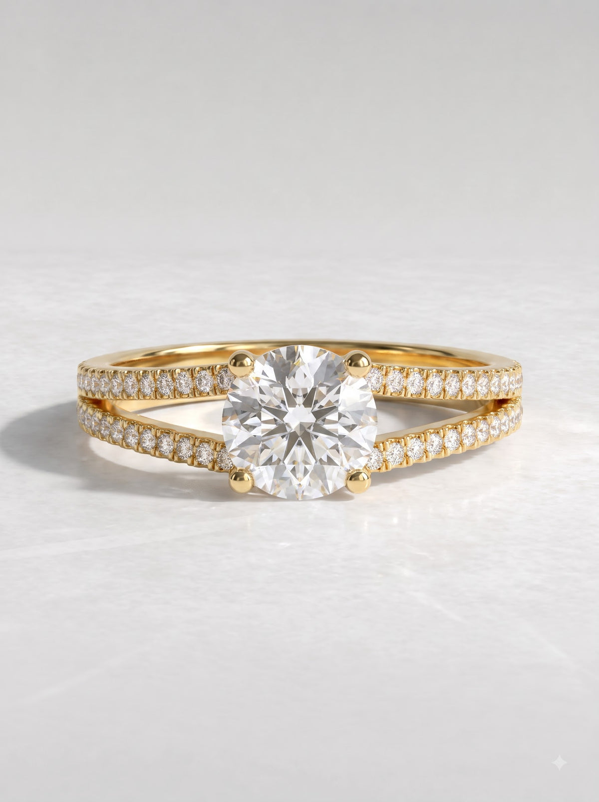 1.50 CT Round Split Shank Lab Grown Diamond Ring