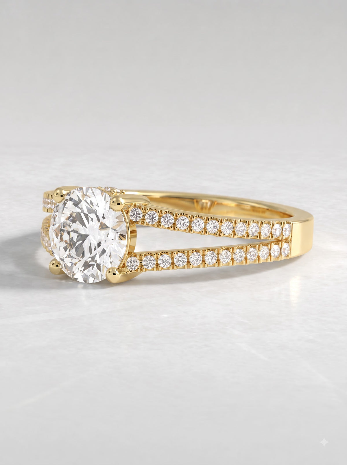 1.50 CT Round Split Shank Lab Grown Diamond Ring