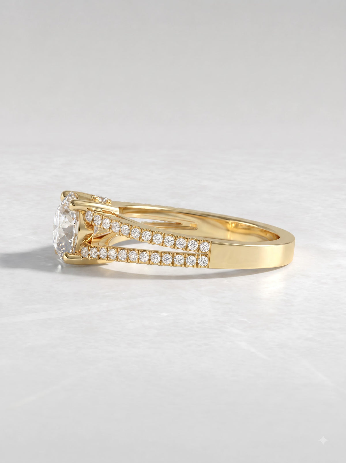 1.50 CT Round Split Shank Lab Grown Diamond Ring