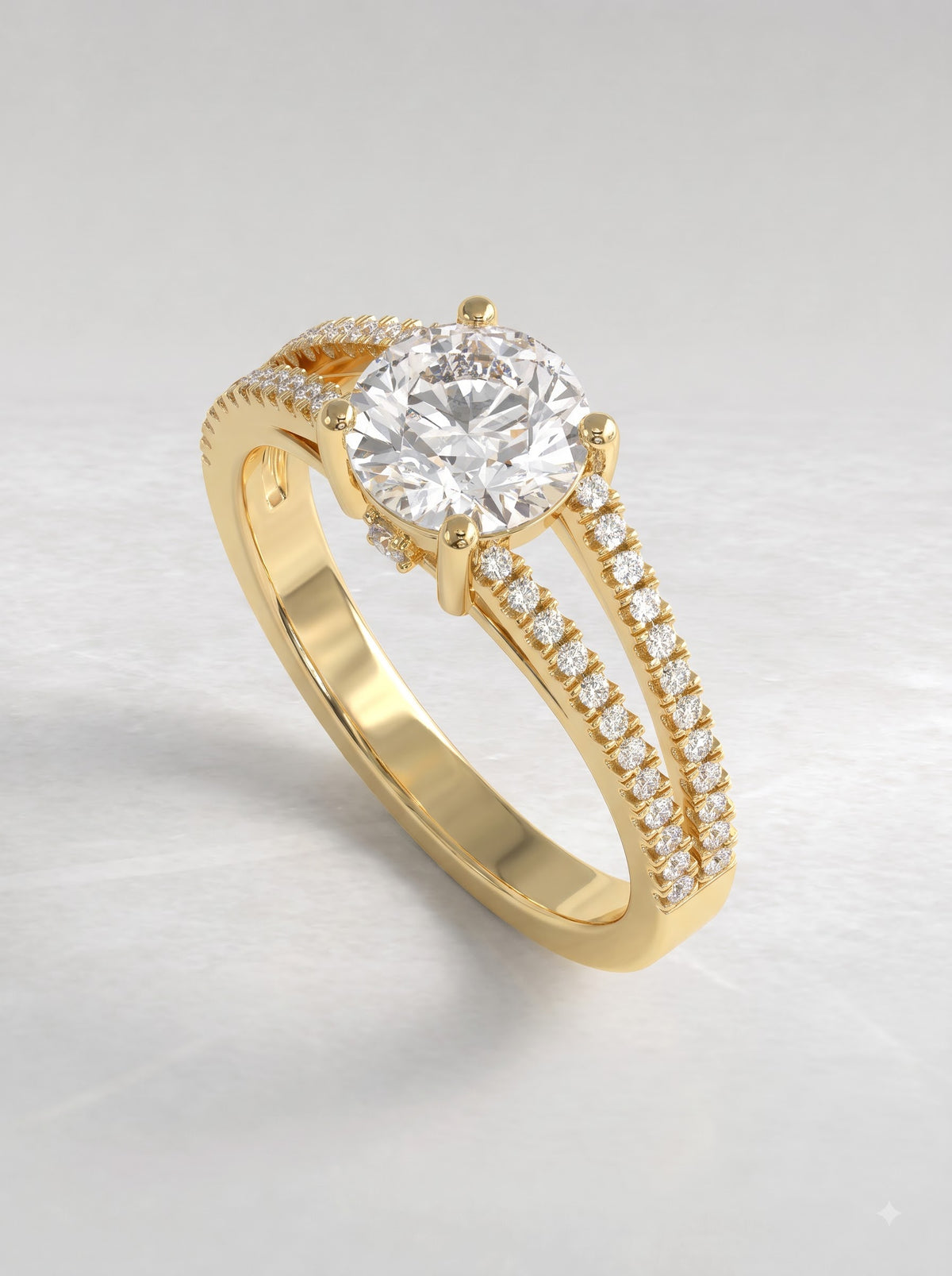1.50 CT Round Split Shank Lab Grown Diamond Ring