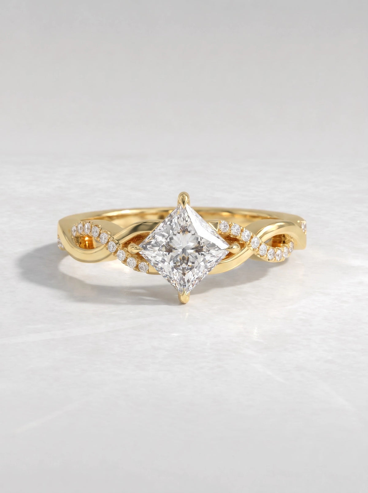 1 CT Princess Cut Lab Grown Diamond Celestial Twist Engagement Ring