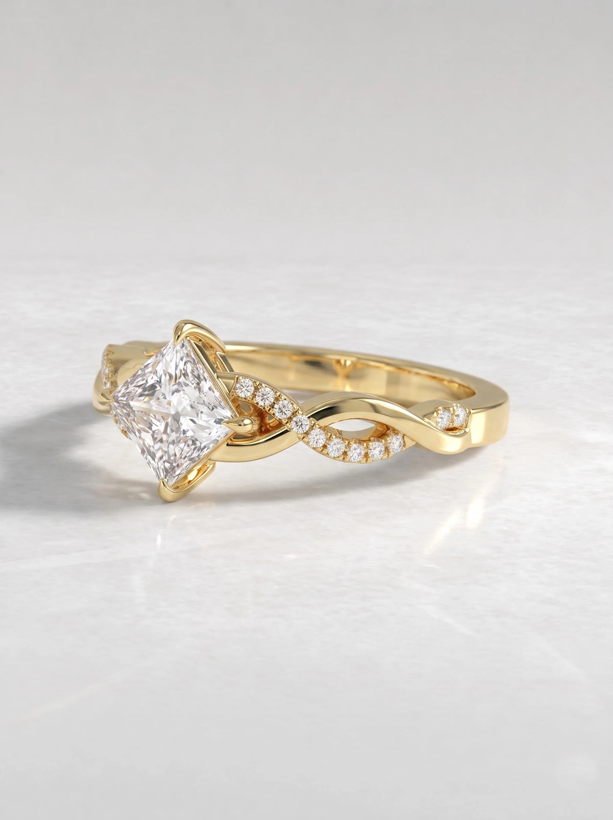 1 CT Princess Cut Lab Grown Diamond Celestial Twist Engagement Ring - View 2
