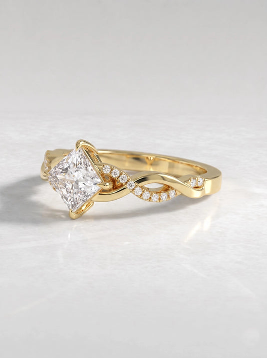 1 CT Princess Cut Lab Grown Diamond Celestial Twist Engagement Ring - View 2