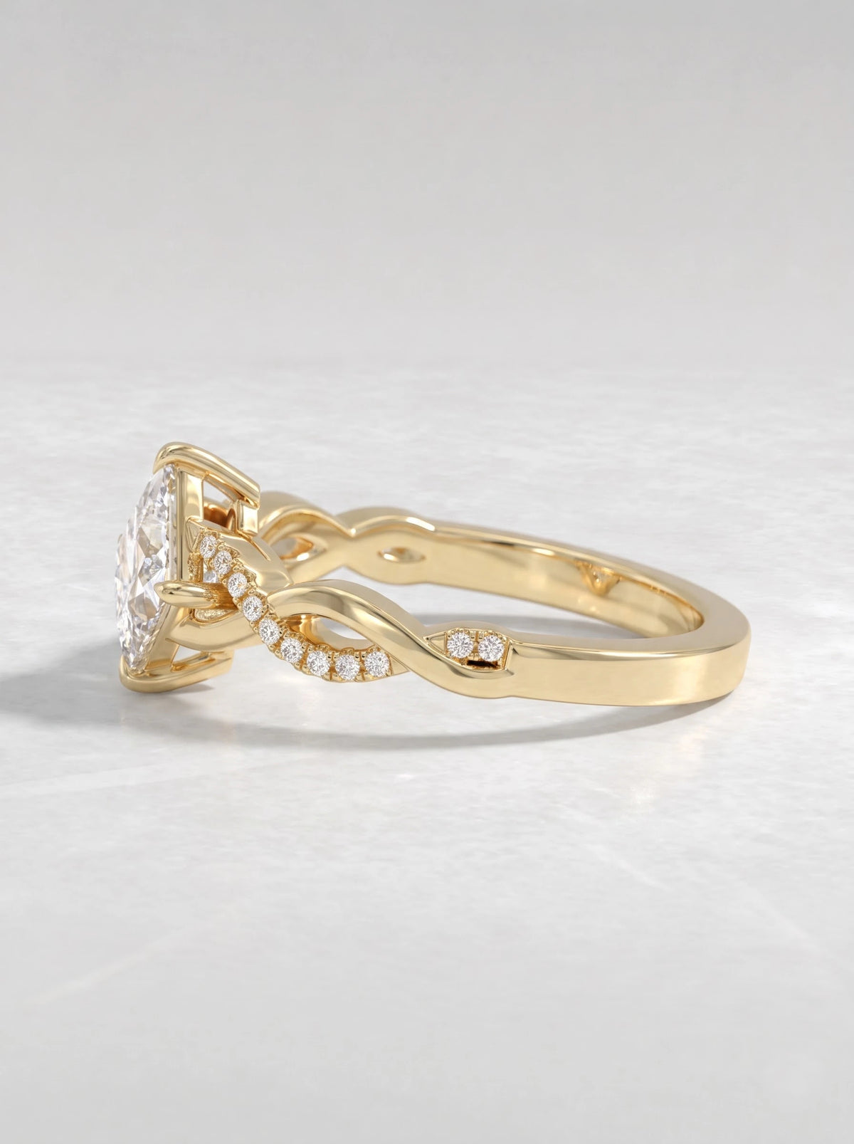 1 CT Princess Cut Lab Grown Diamond Celestial Twist Engagement Ring - View 3