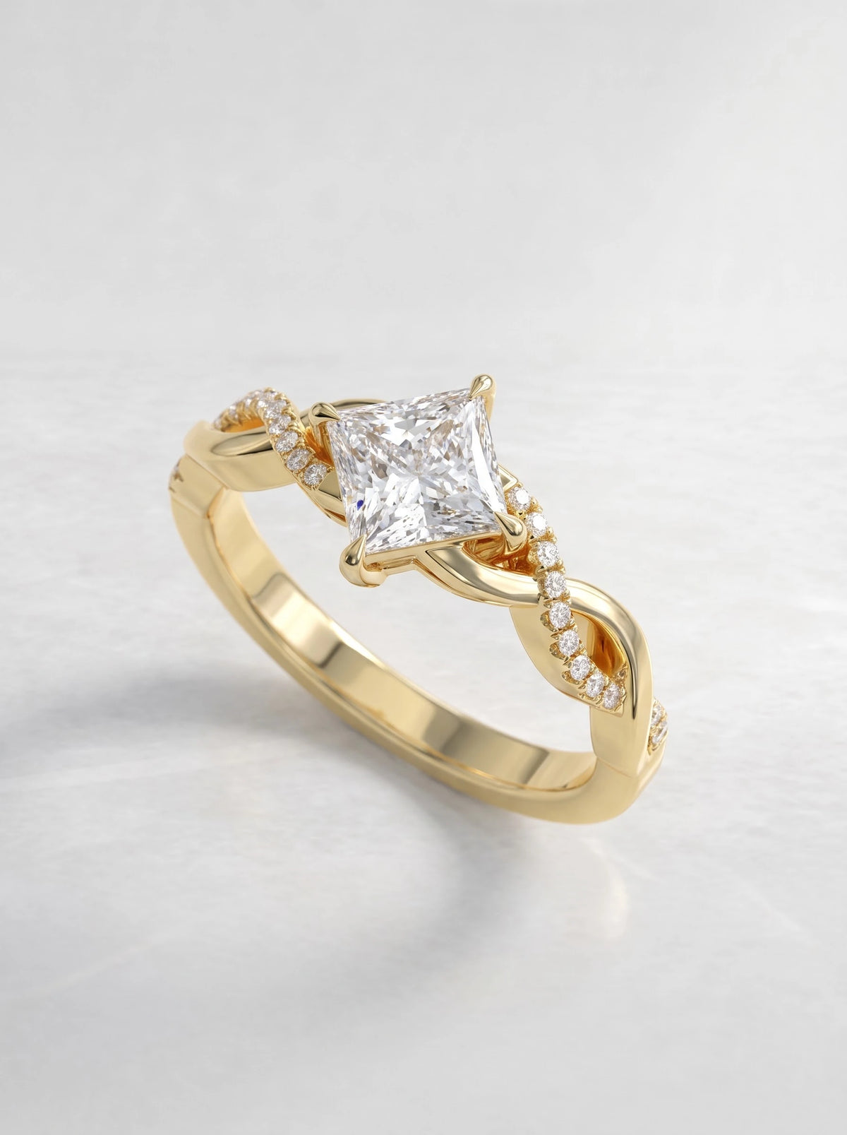 1 CT Princess Cut Lab Grown Diamond Celestial Twist Engagement Ring - View 6