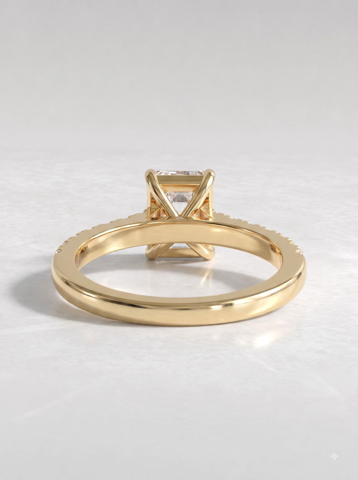 1 CT Emerald Cut Lab Grown Diamond Accent Engagement Ring - View 4