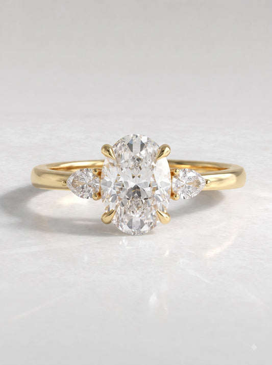 2.00 CT Oval Three Stone Lab Grown Diamond Ring