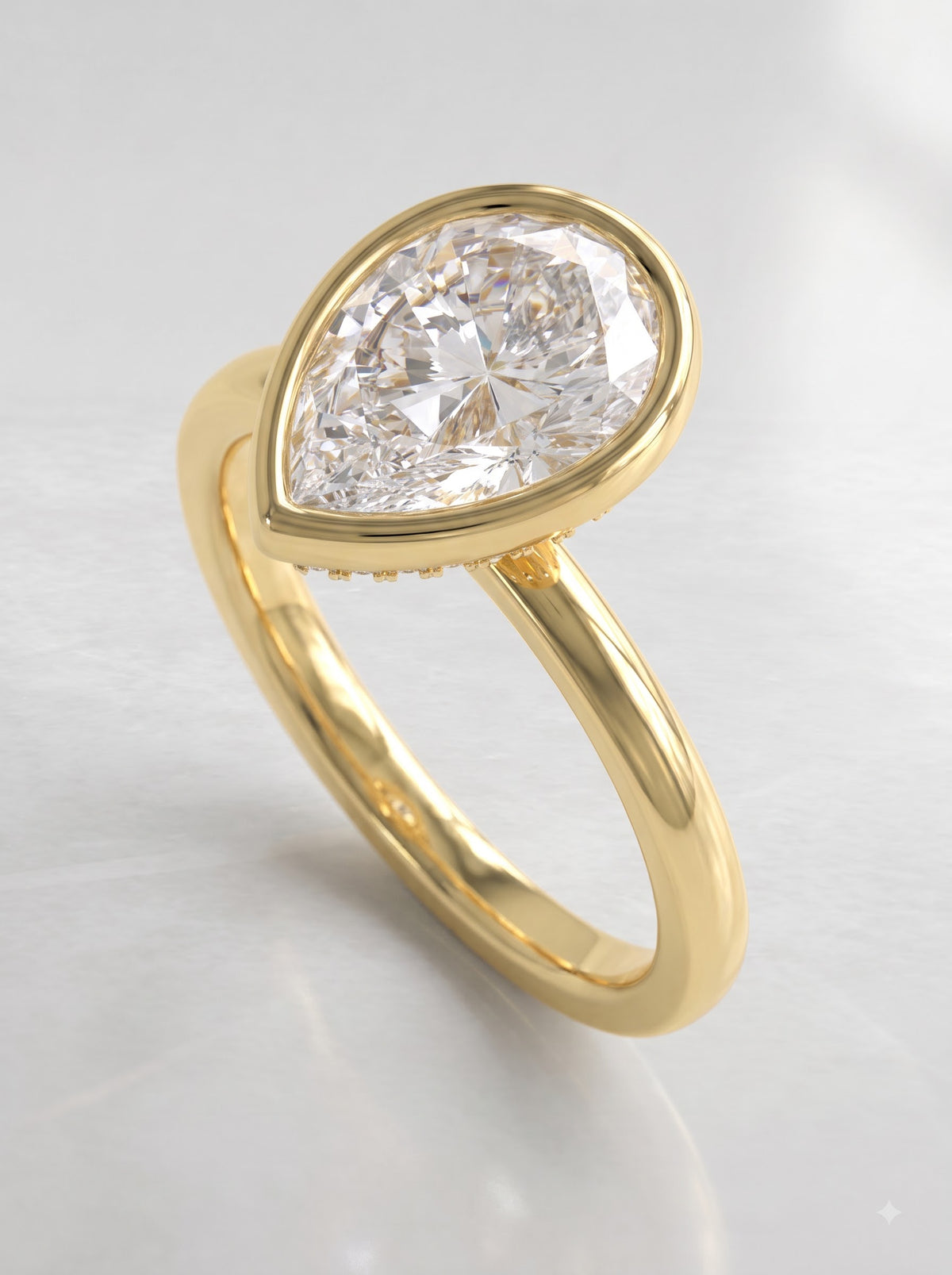 2.00 CT Pear Cut Hidden Halo Lab Grown Diamond Ring