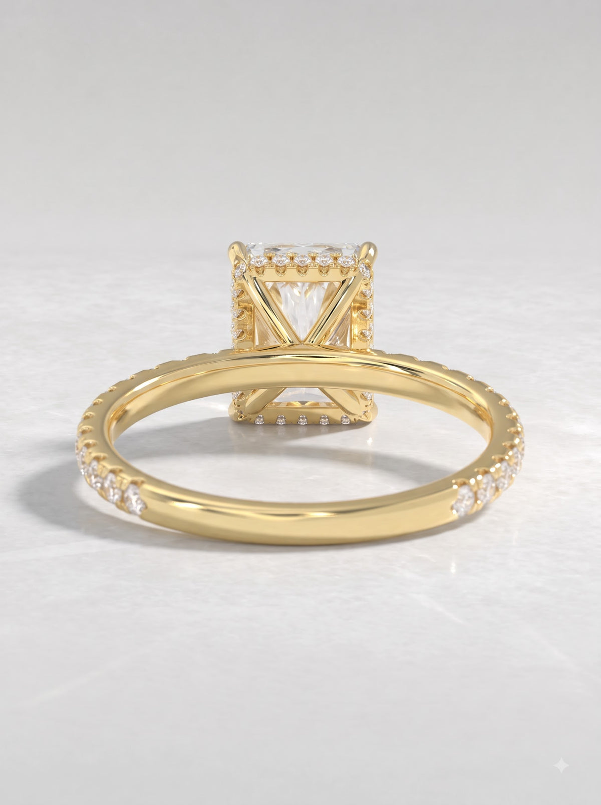 2.5 CT Radiant Cut Lab Grown Diamond Hidden Halo, Accent Engagement Ring - View 4