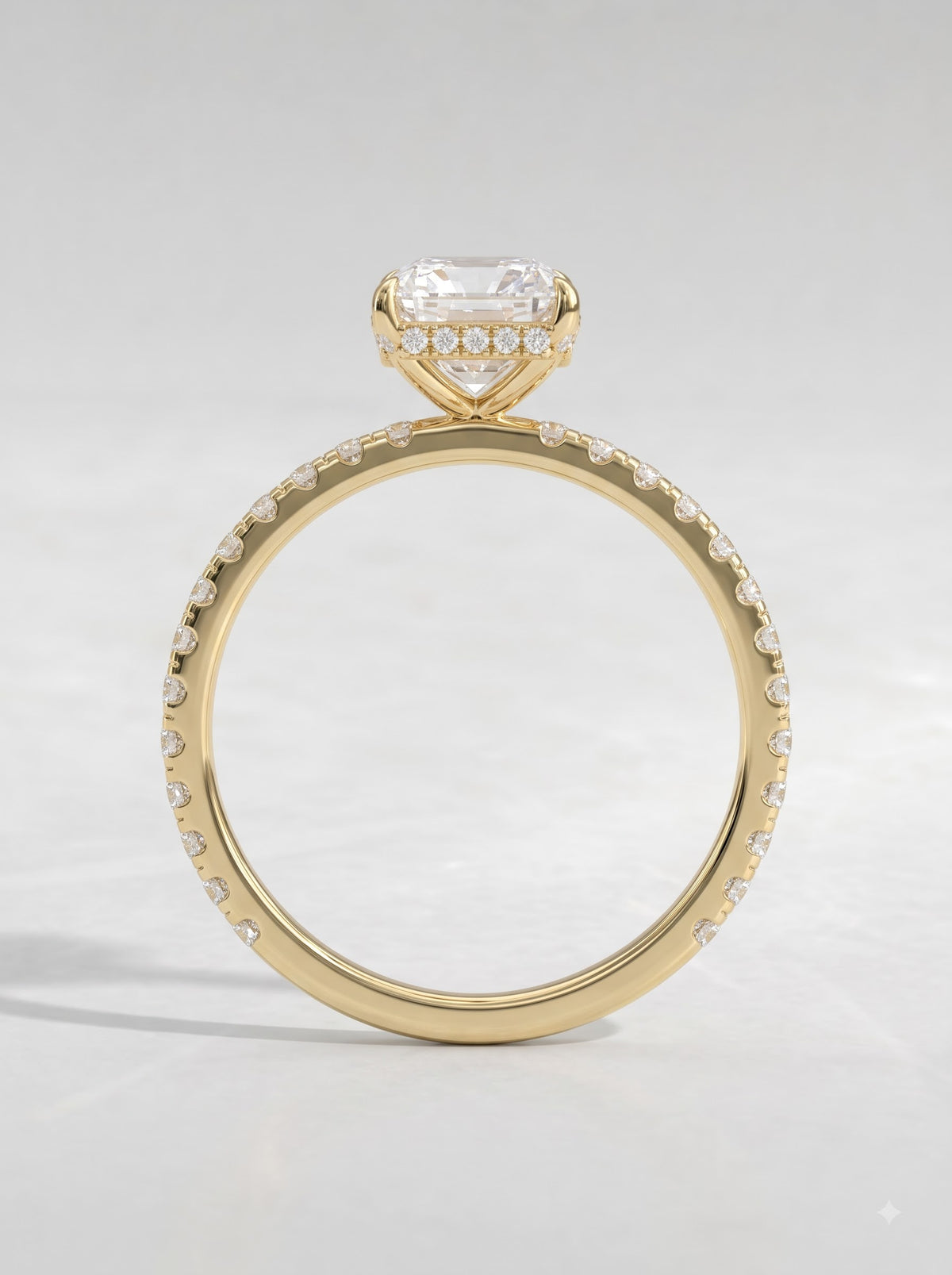 2.5 CT Radiant Cut Lab Grown Diamond Hidden Halo, Accent Engagement Ring - View 5