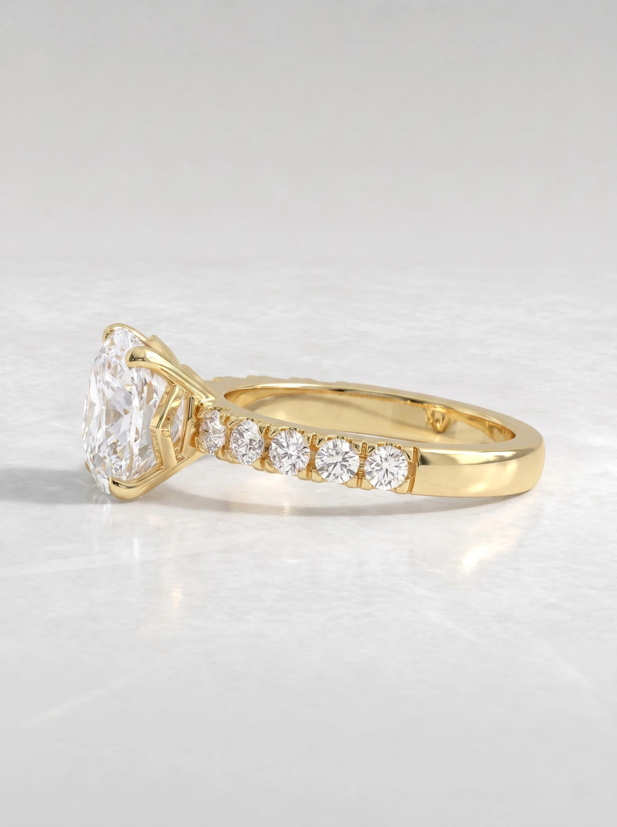 2 CT Cushion Cut Lab Grown Diamond Accent Engagement Ring - View 4