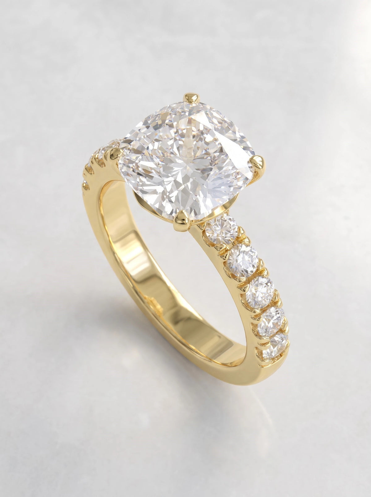 2 CT Cushion Cut Lab Grown Diamond Accent Engagement Ring - View 7