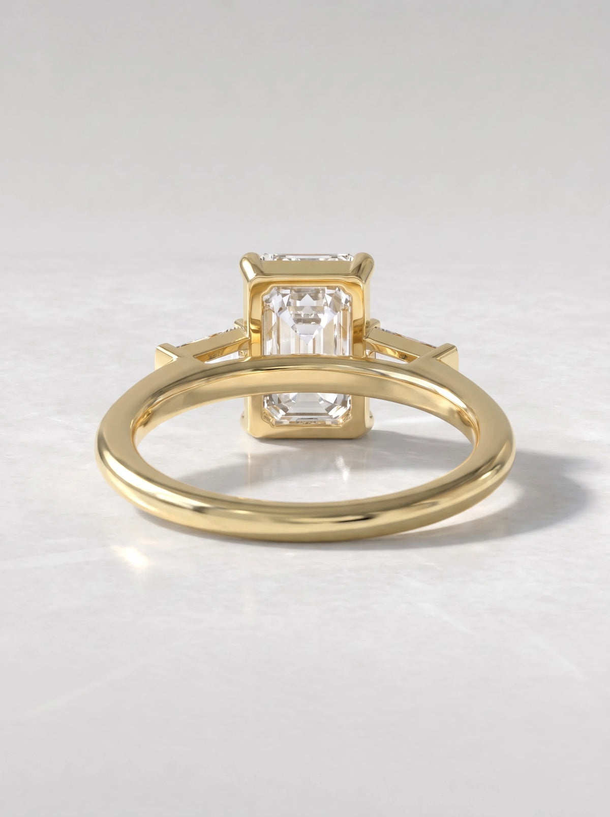 2 CT Emerald Cut Lab Grown Diamond Three Stone Engagement Ring - View 4