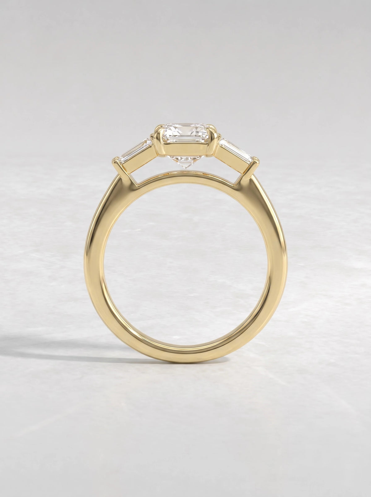 2 CT Emerald Cut Lab Grown Diamond Three Stone Engagement Ring - View 5