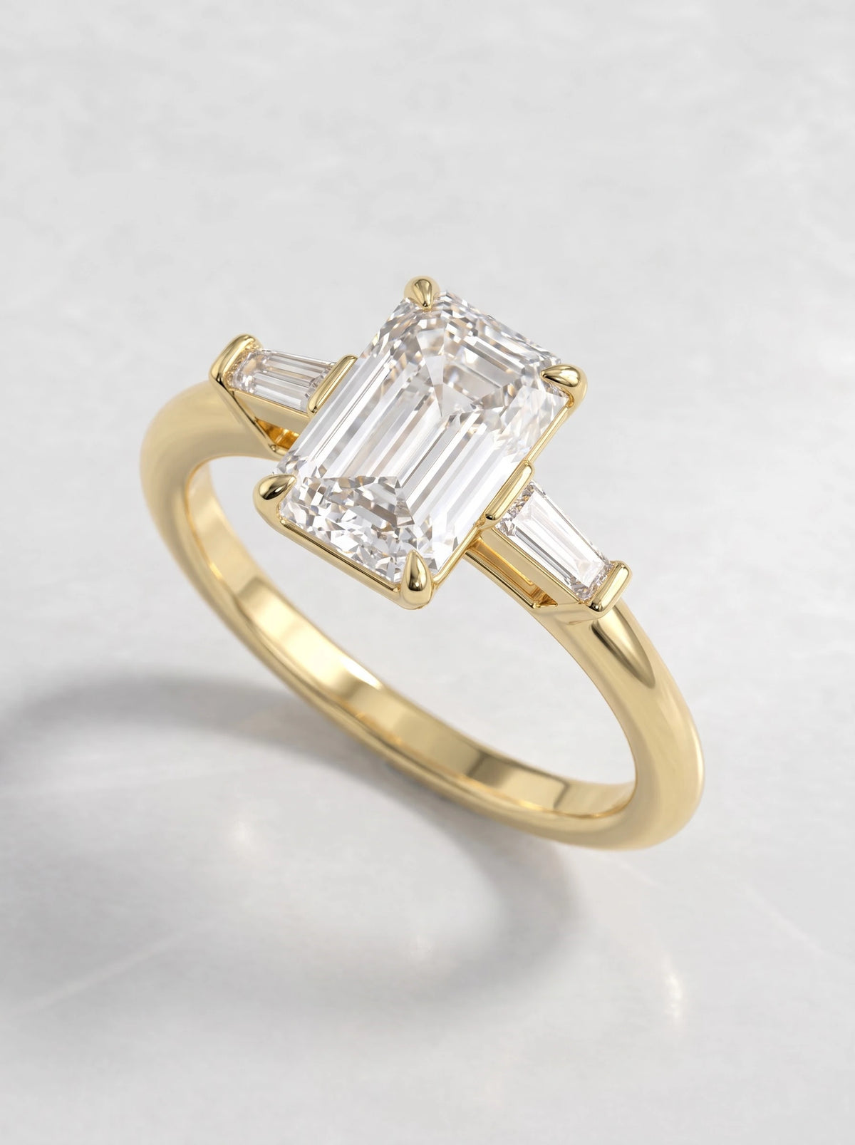 2 CT Emerald Cut Lab Grown Diamond Three Stone Engagement Ring - View 6