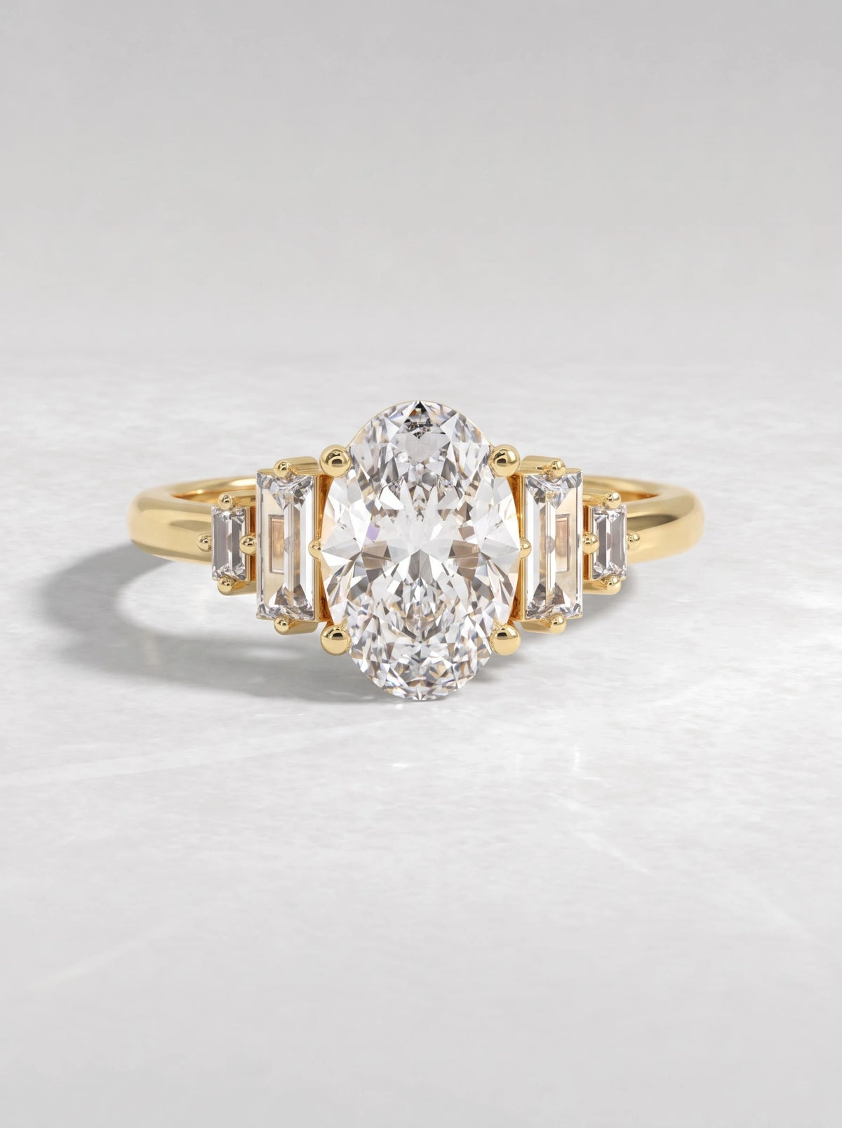 2 CT Oval Cut Lab Grown Diamond Five Stone Engagement Ring