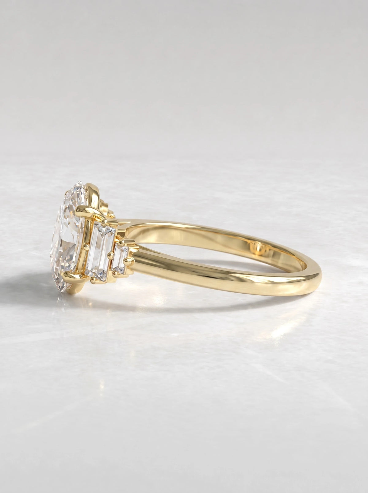 2 CT Oval Cut Lab Grown Diamond Five Stone Engagement Ring - View 3