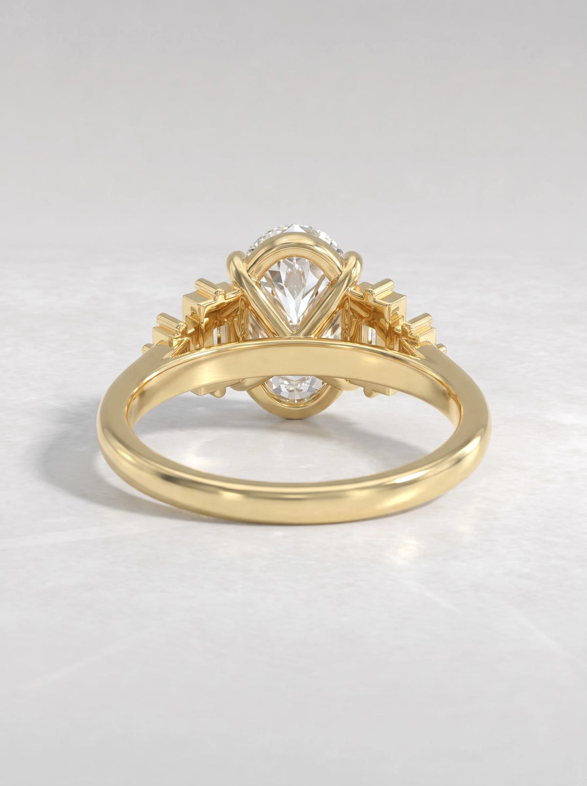 2 CT Oval Cut Lab Grown Diamond Five Stone Engagement Ring - View 4
