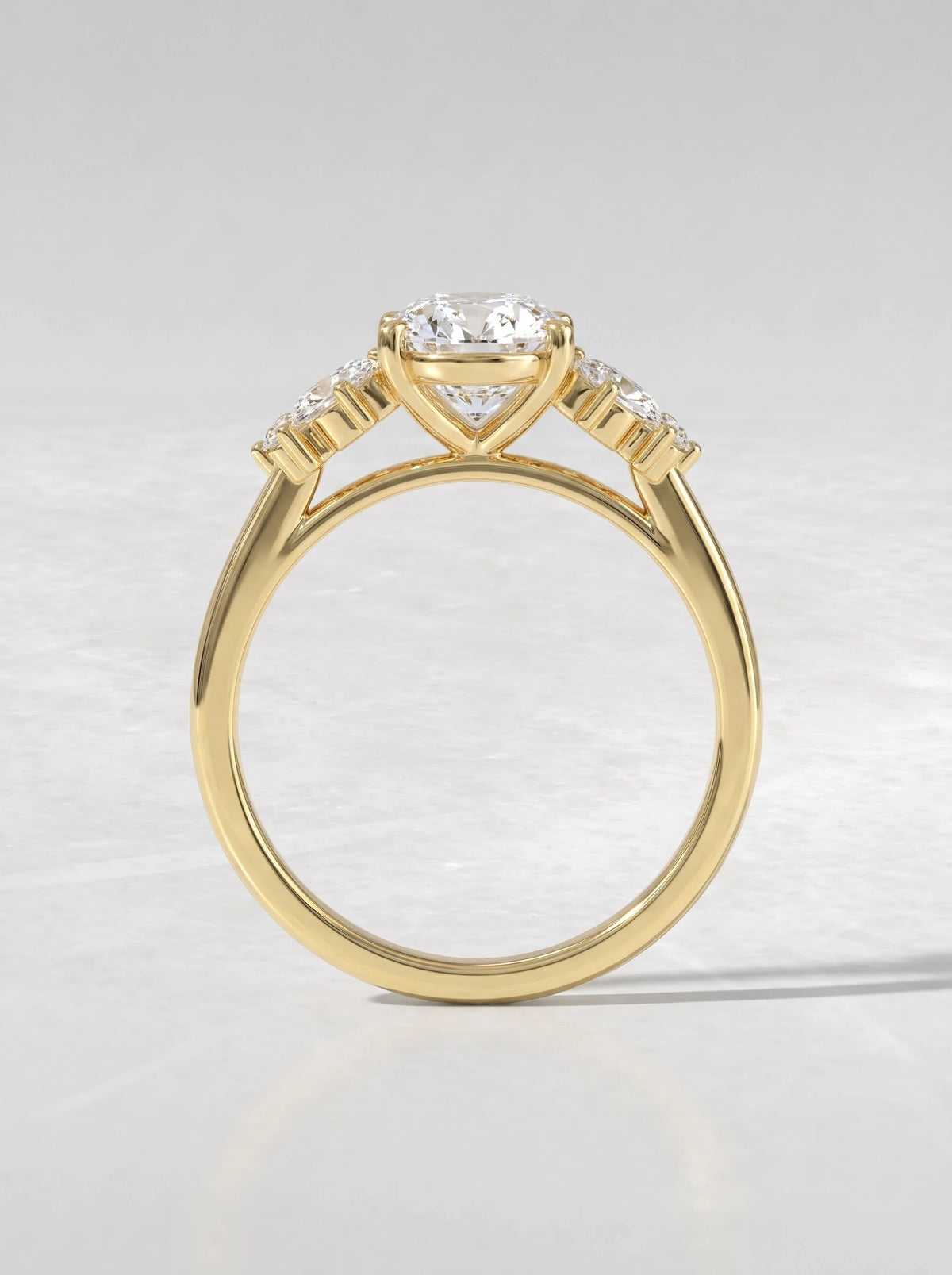 2 CT Oval Cut Lab Grown Diamond Five Stone Engagement Ring - View 5
