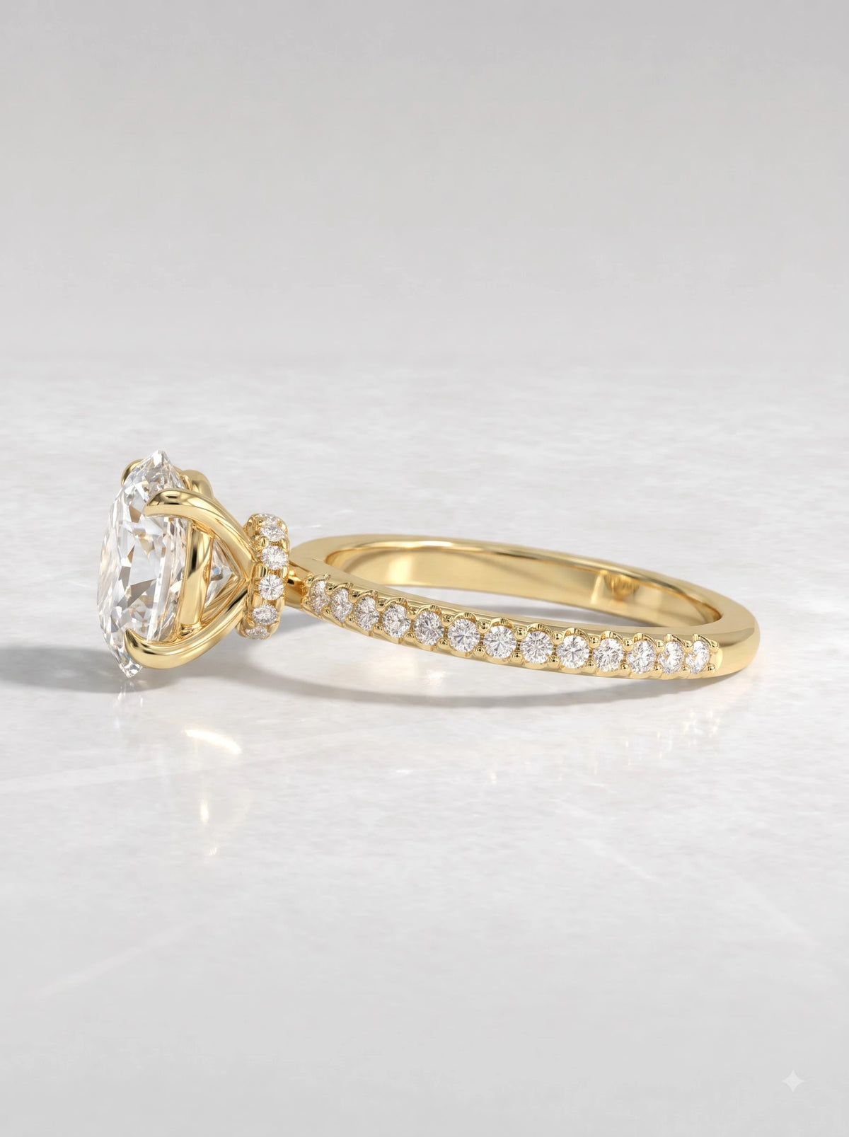 2 CT Oval Cut Lab Grown Diamond Hidden Halo, Accent Engagement Ring - View 3
